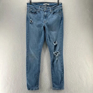 Levi's Jeans Womens Sz 27 711 Skinny Distressed Ankle Medium Washed Denim Blue